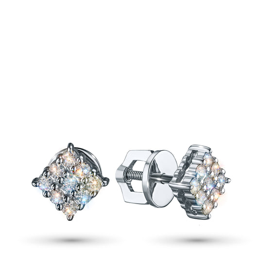 14K White Gold Earring Studs with Natural Diamonds
