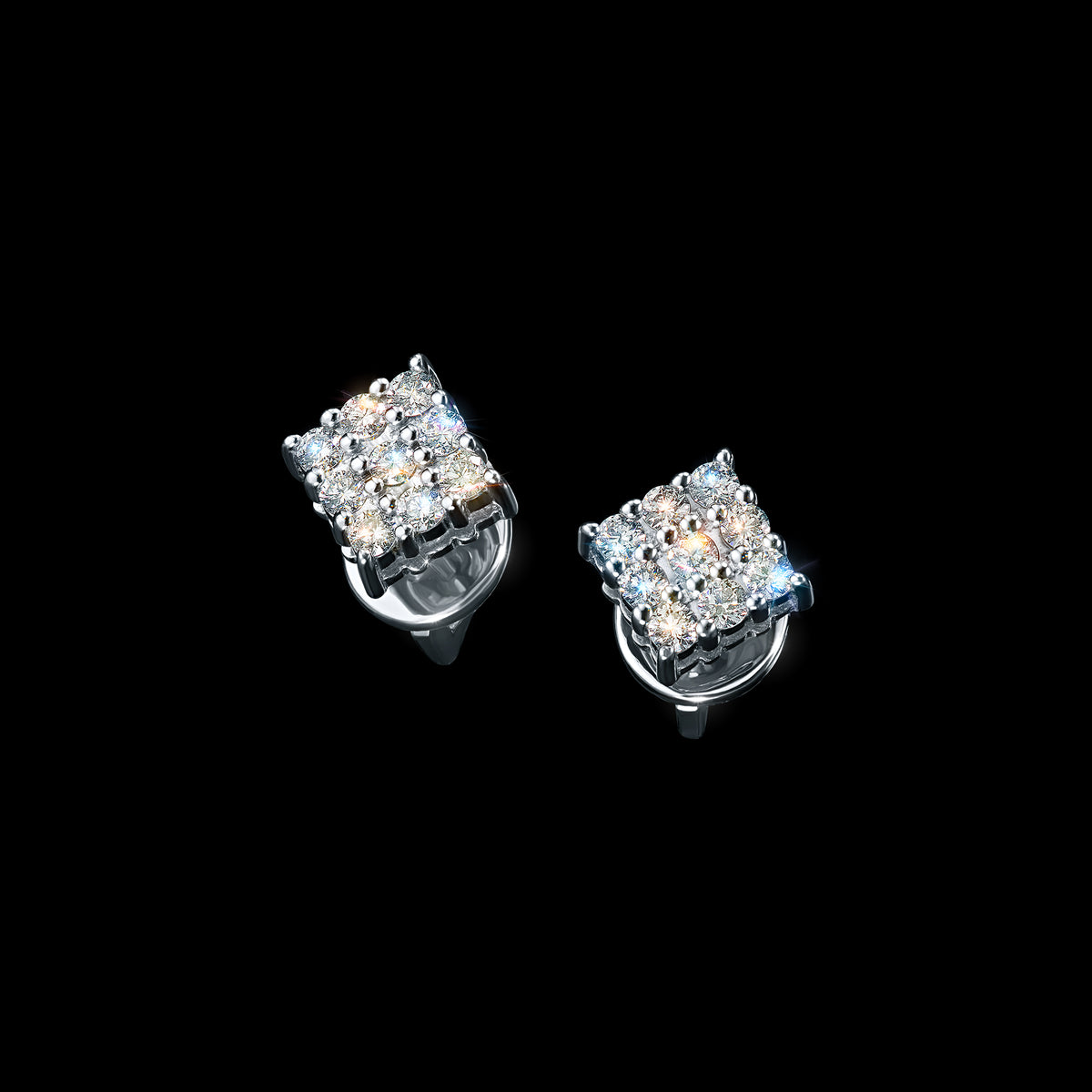 14K White Gold Earring Studs with Natural Diamonds