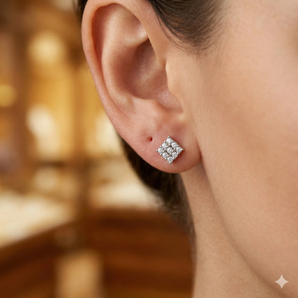 14K White Gold Earring Studs with Natural Diamonds