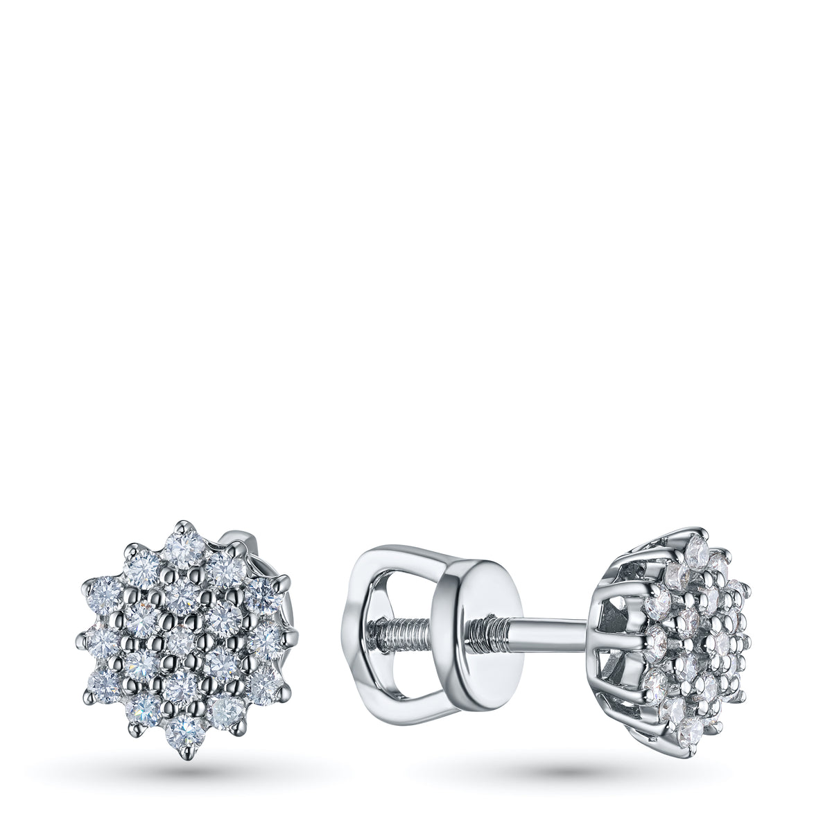 14K White Gold Earring Studs with Natural Diamonds
