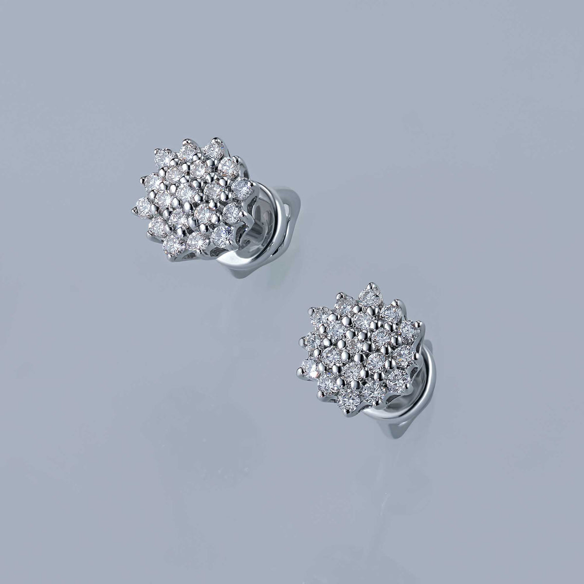 14K White Gold Earring Studs with Natural Diamonds