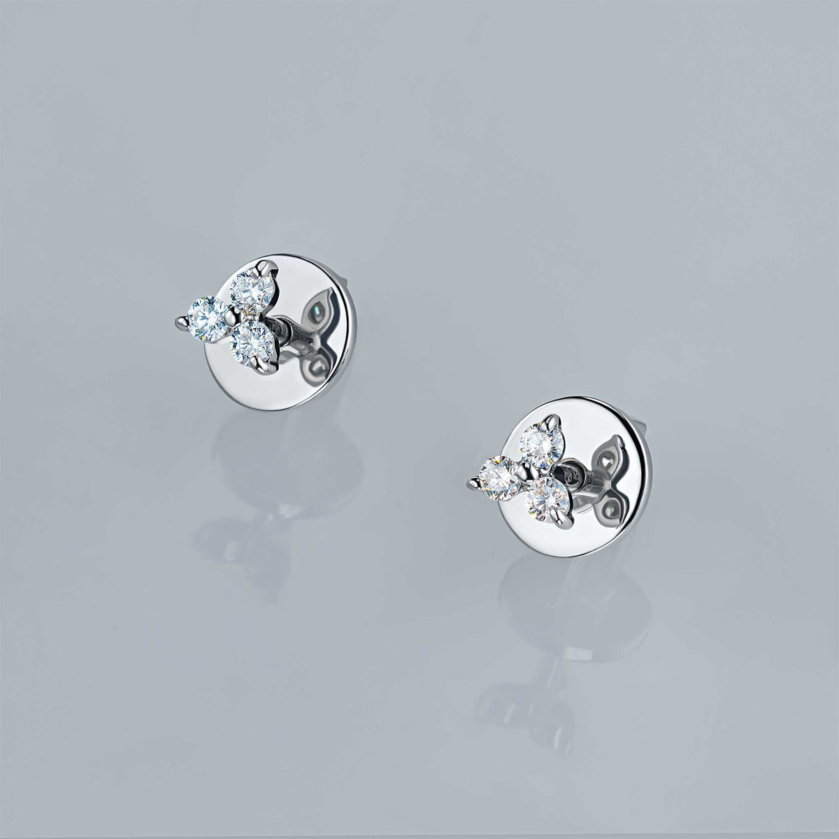 14K White Gold Earring Studs with Natural Diamonds