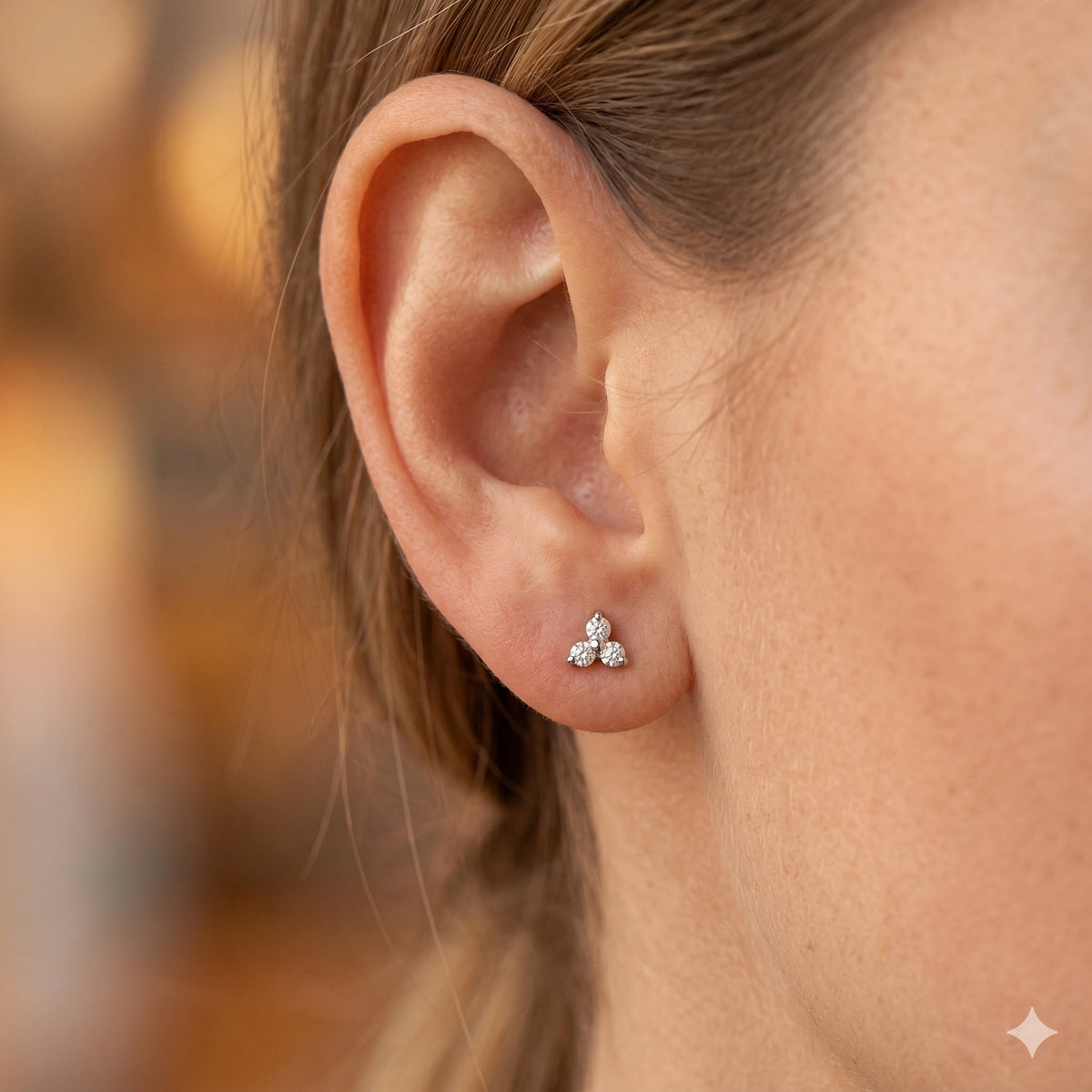 14K White Gold Earring Studs with Natural Diamonds