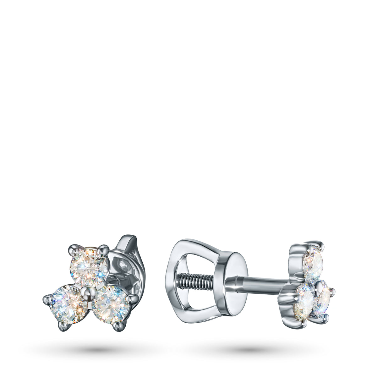 14K White Gold Earring Studs with Natural Diamonds