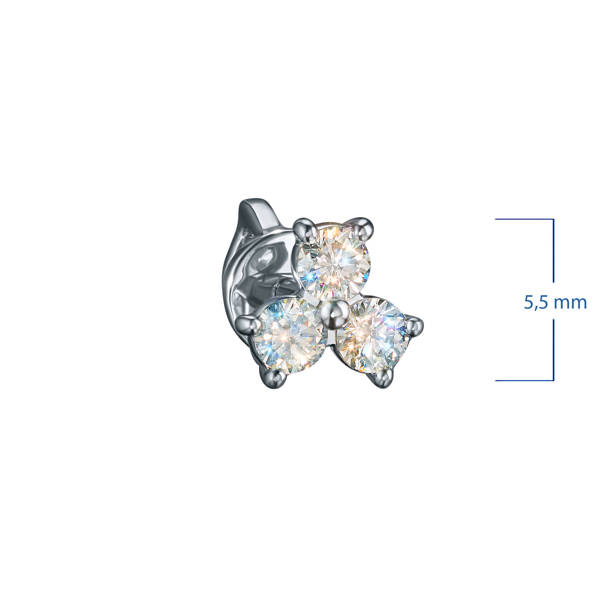 14K White Gold Earring Studs with Natural Diamonds