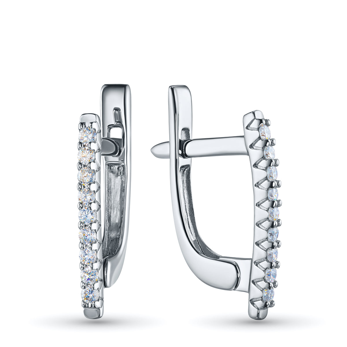 14K White Gold Earrings with Natural Diamonds