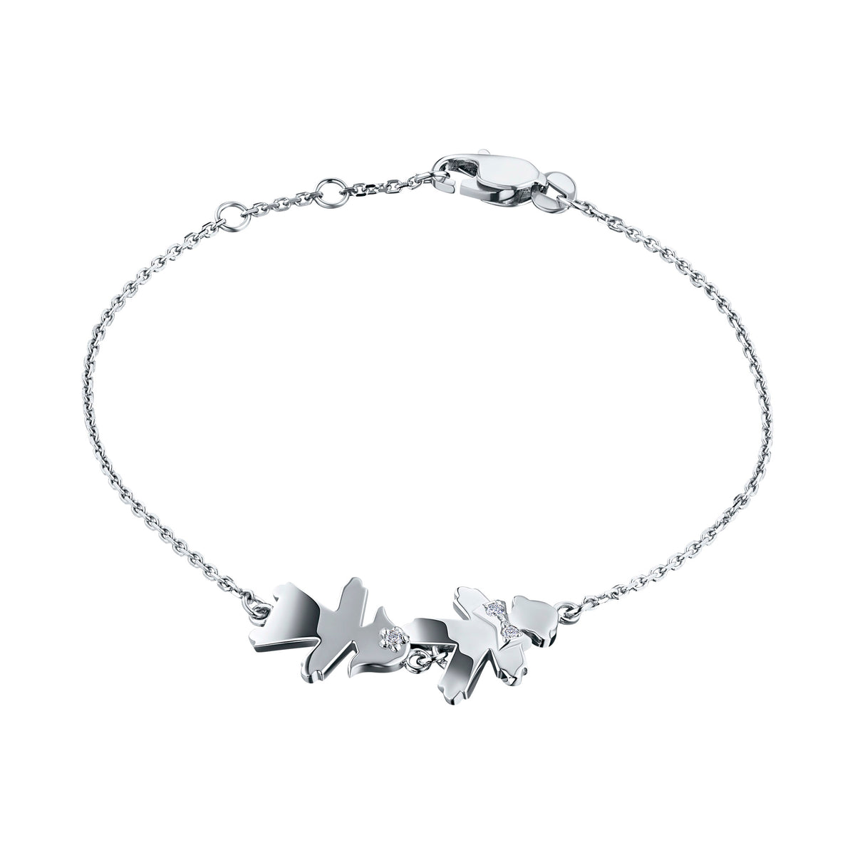 14K White Gold Bracelet with Natural Diamonds