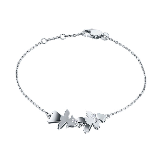 14K White Gold Bracelet with Natural Diamonds