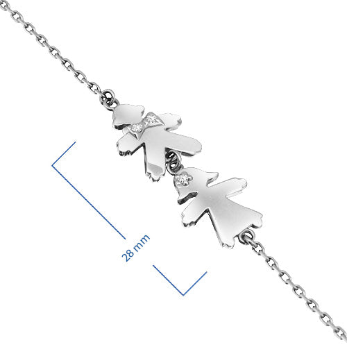 14K White Gold Bracelet with Natural Diamonds