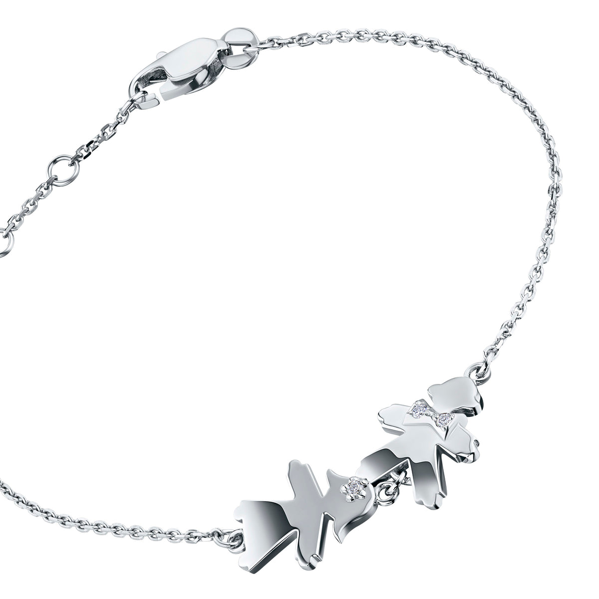 14K White Gold Bracelet with Natural Diamonds