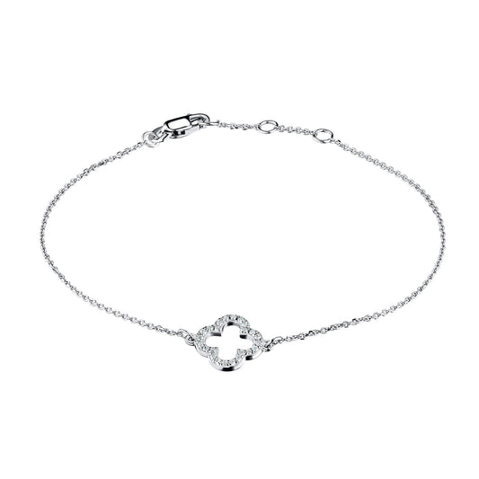 14K White Gold Bracelet with Natural Diamonds