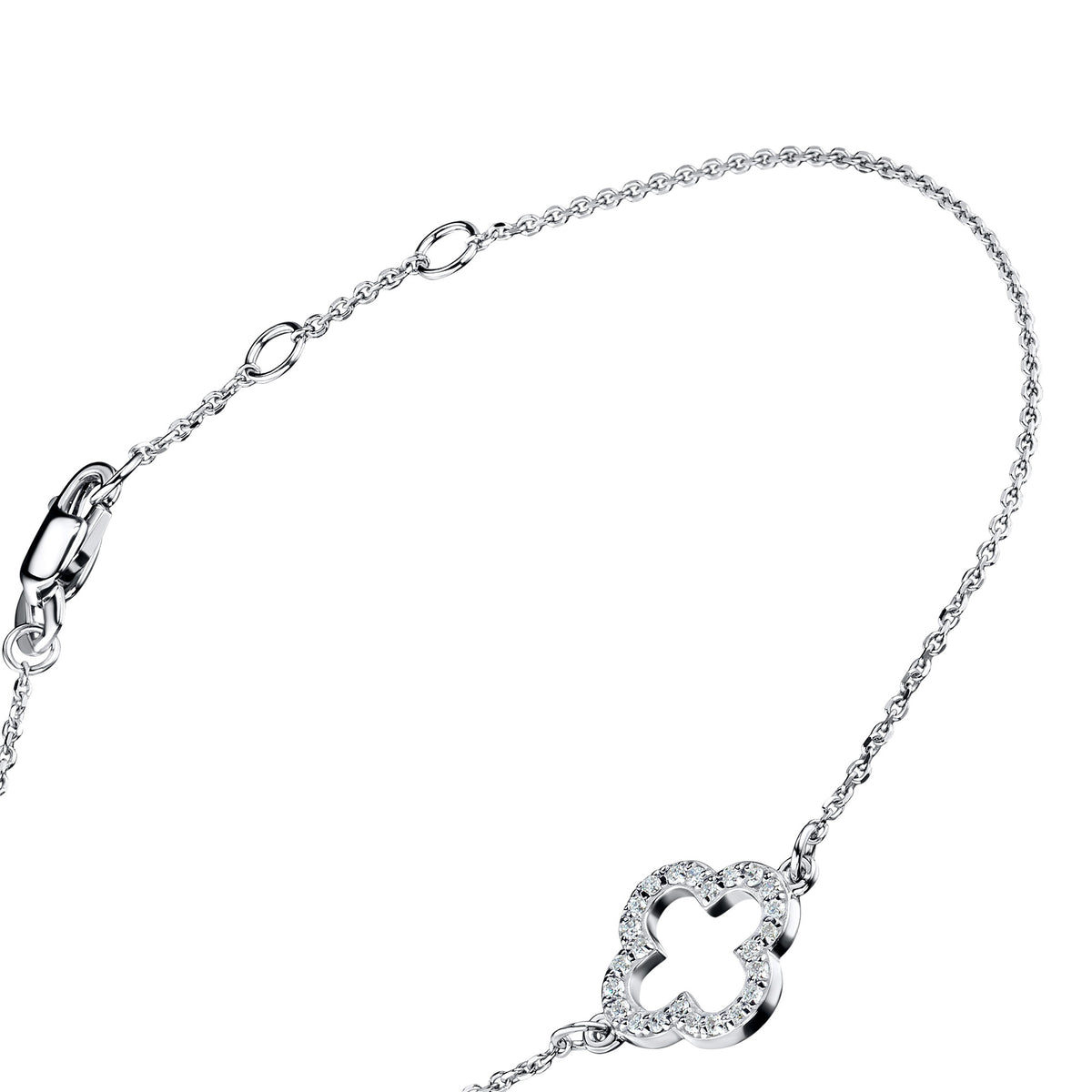 14K White Gold Bracelet with Natural Diamonds