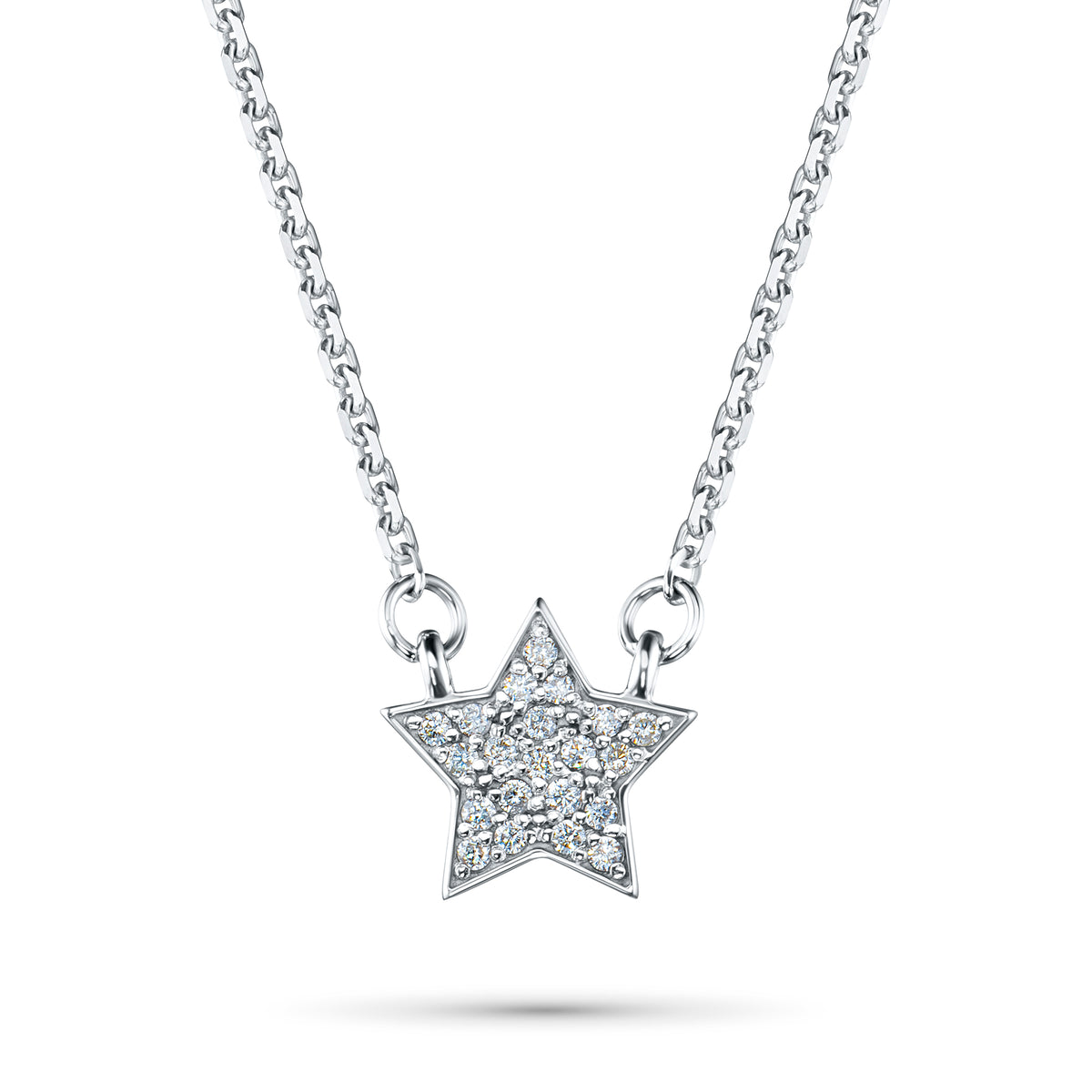 14K White Gold Necklace with Natural Diamonds