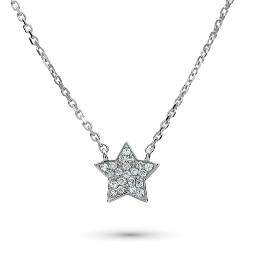 14K White Gold Necklace with Natural Diamonds