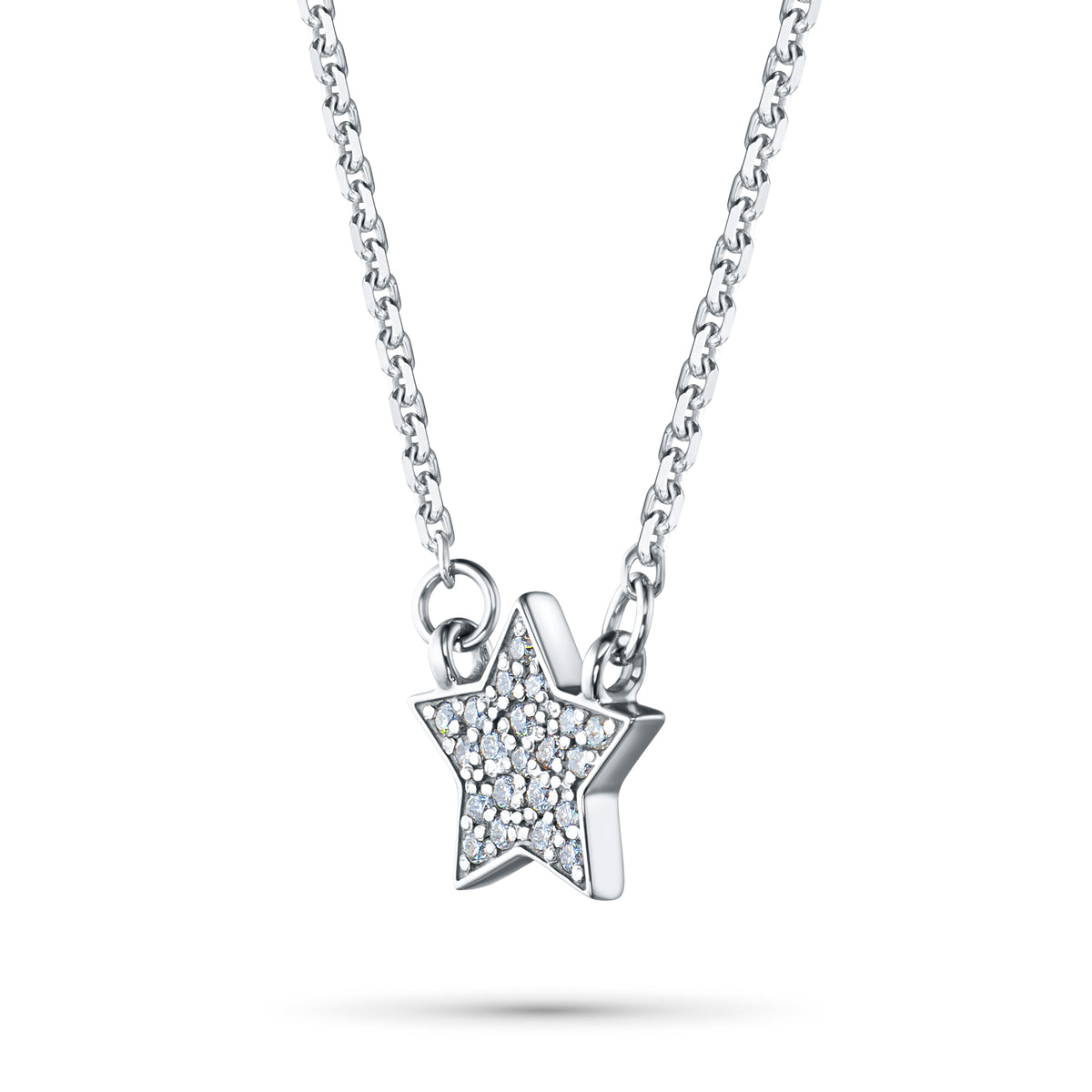 14K White Gold Necklace with Natural Diamonds