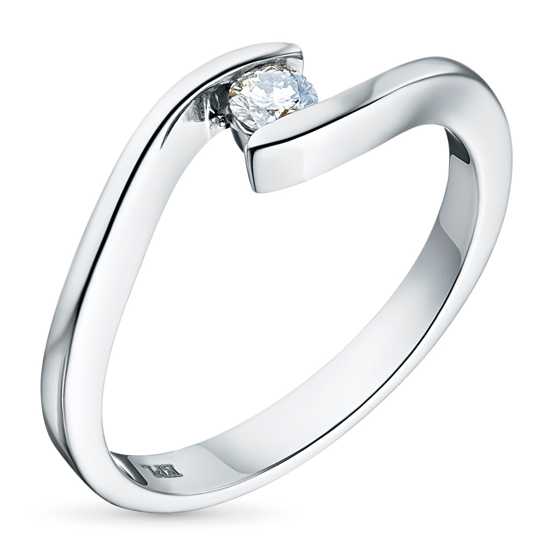 14K White Gold Ring with Natural Diamonds