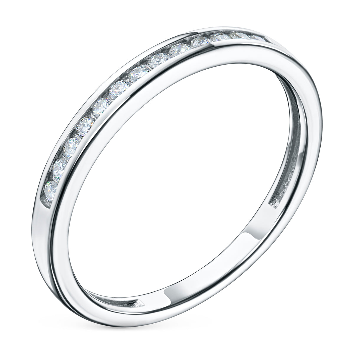 14K White Gold Ring with Natural Diamonds
