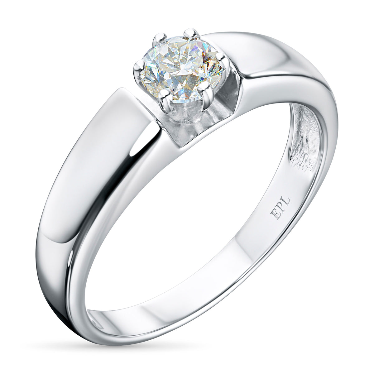 14K White Gold Ring with Natural Diamonds