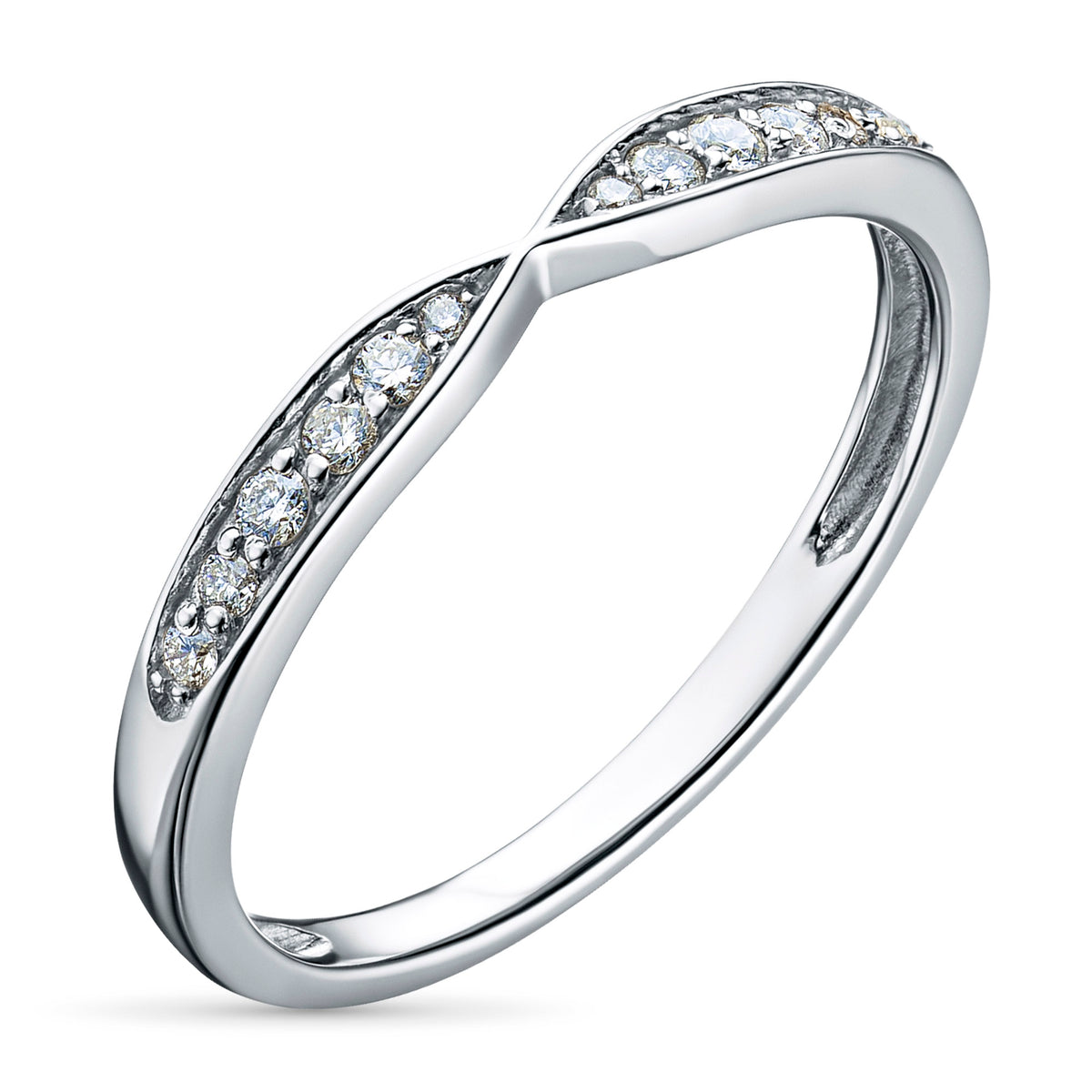 14K White Gold Ring with Natural Diamonds
