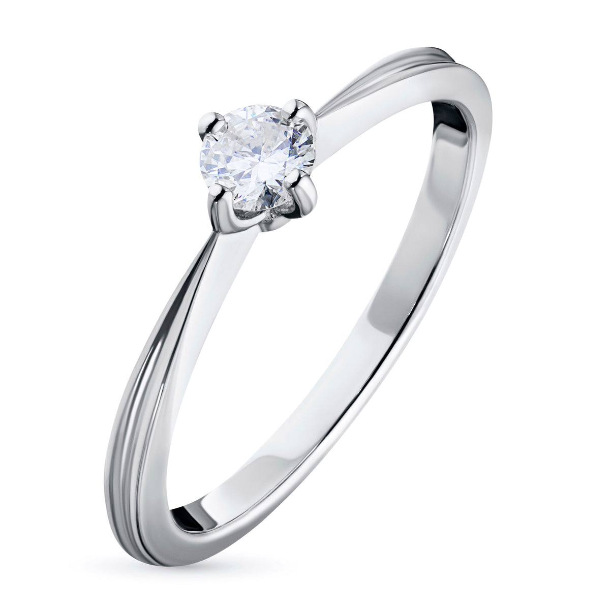 14K White Gold Ring with Natural Diamonds
