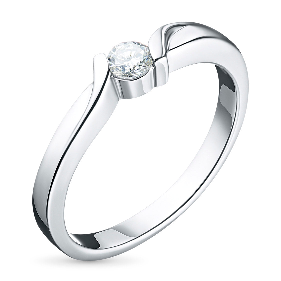 14K White Gold Ring with Natural Diamonds