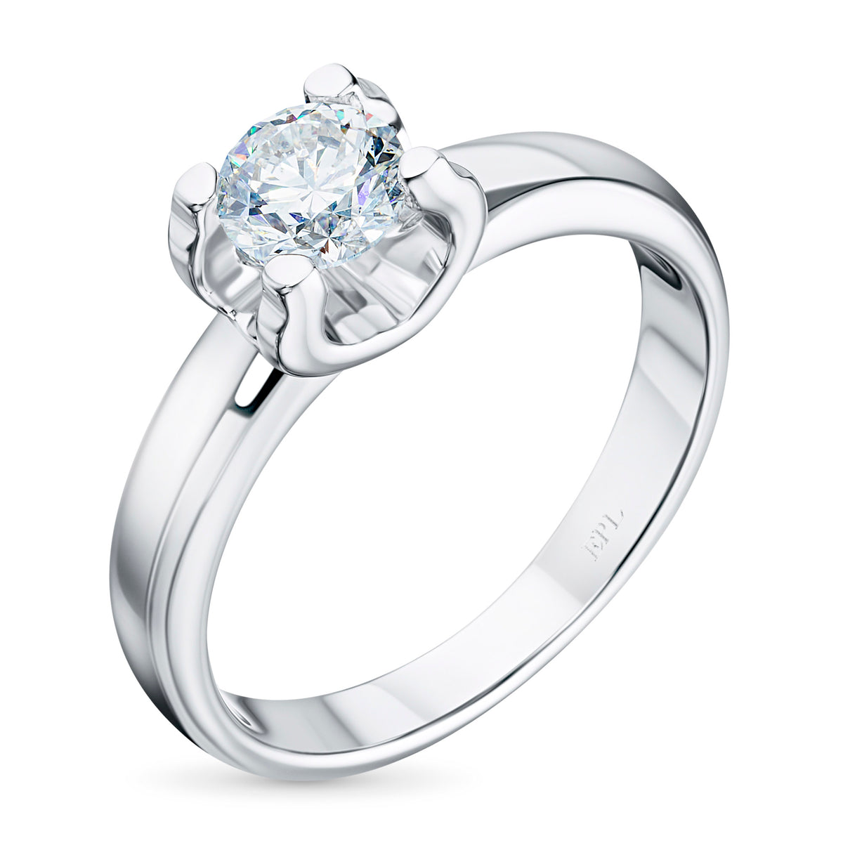14K White Gold Ring with Natural Diamonds