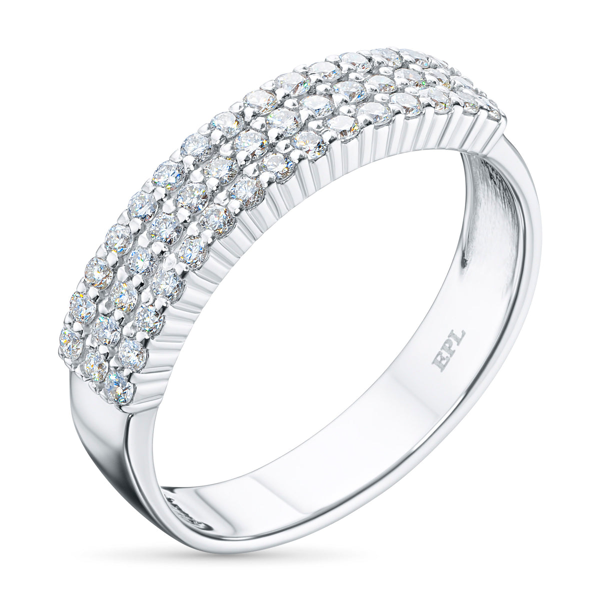 14K White Gold Ring with Natural Diamonds
