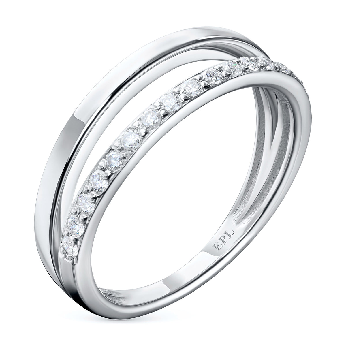 14K White Gold Ring with Natural Diamonds