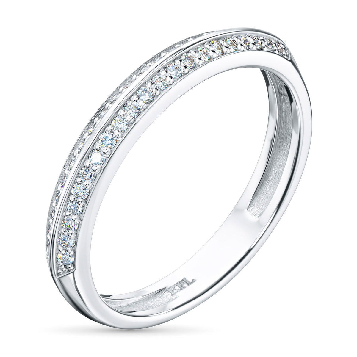 14K White Gold Ring with Natural Diamonds