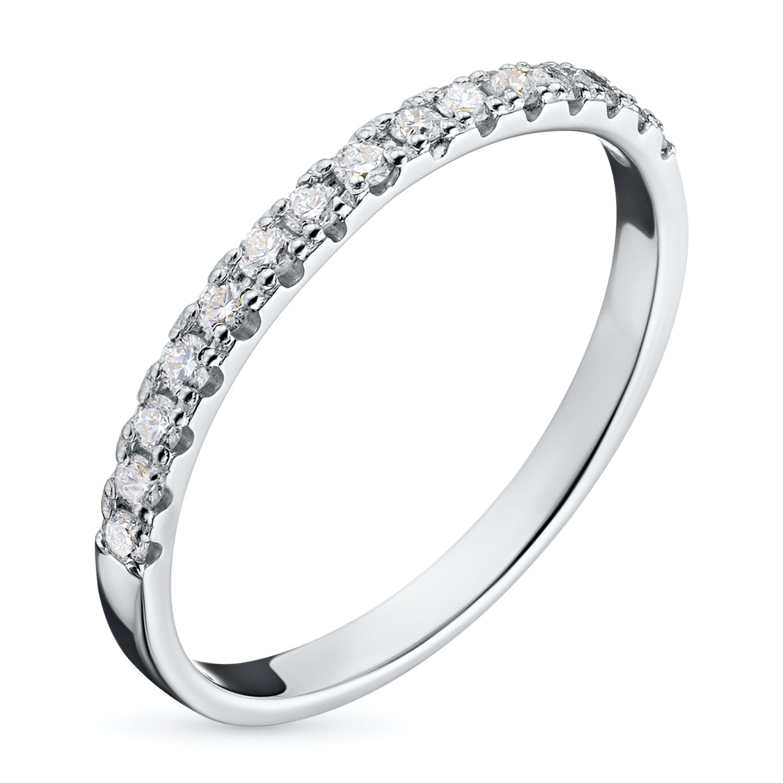 14K White Gold Ring with Natural Diamonds