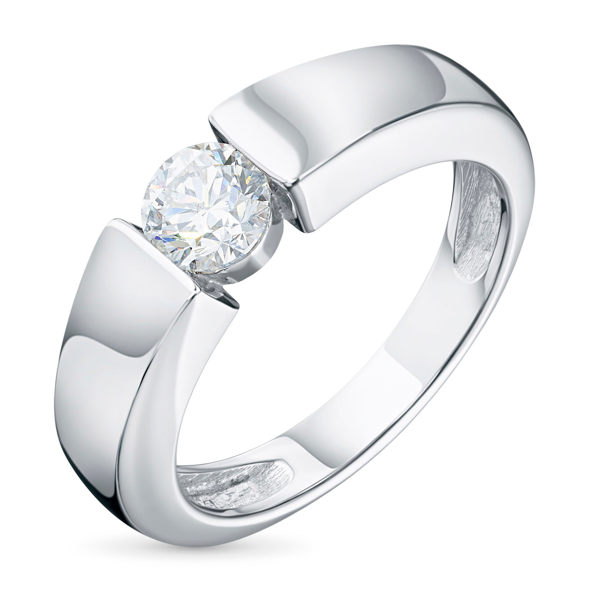 14K White Gold Ring with Natural Diamonds
