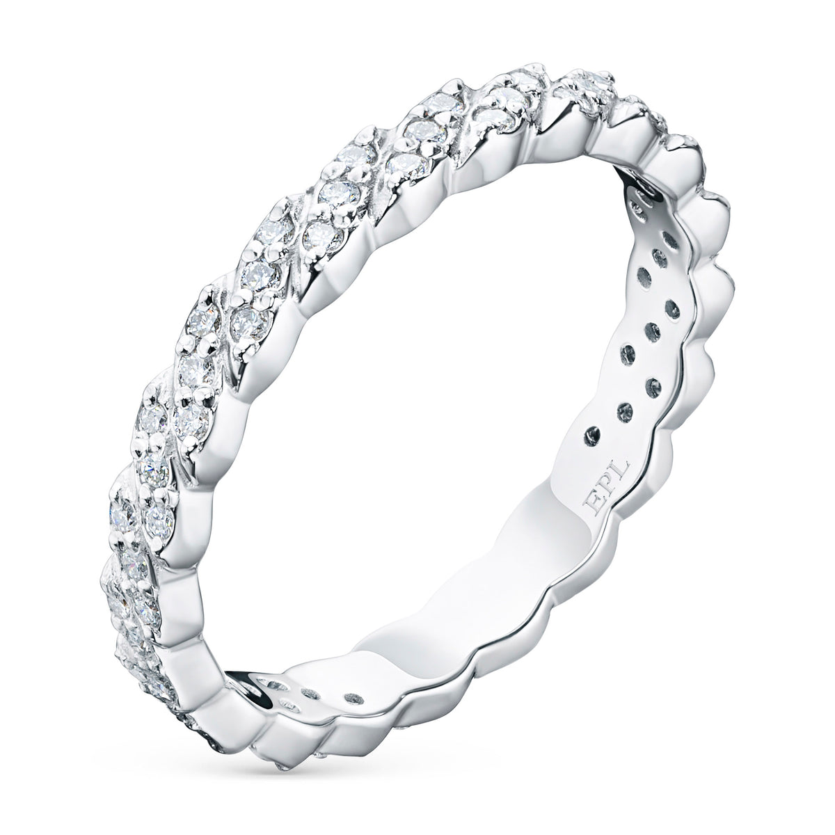 14K White Gold Ring with Natural Diamonds