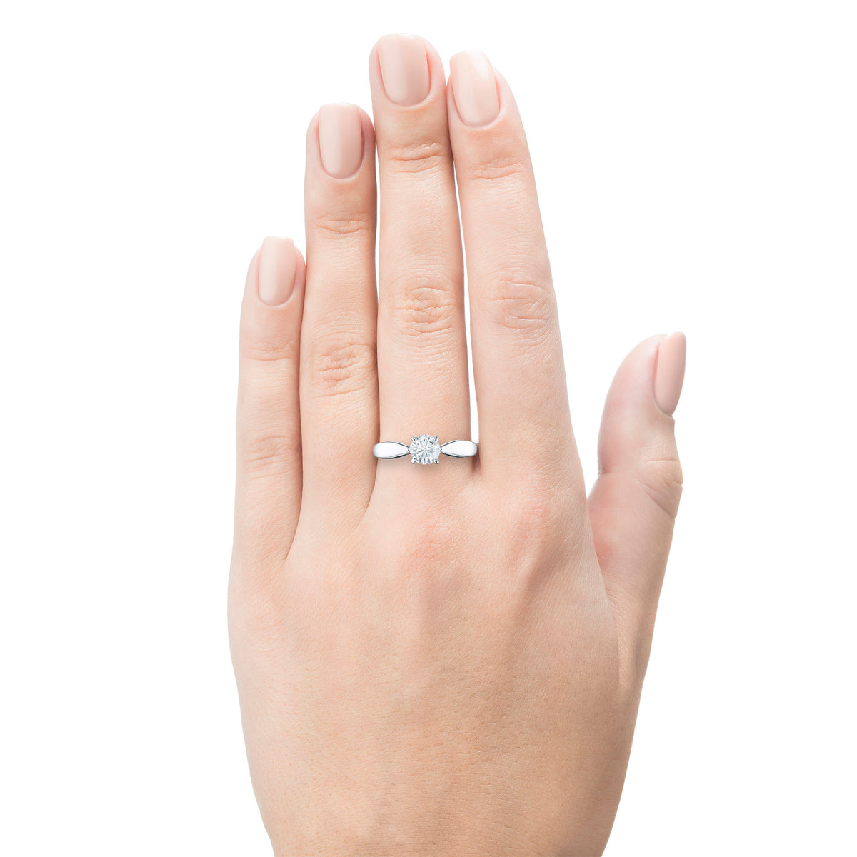 14K White Gold Ring with Natural Diamonds