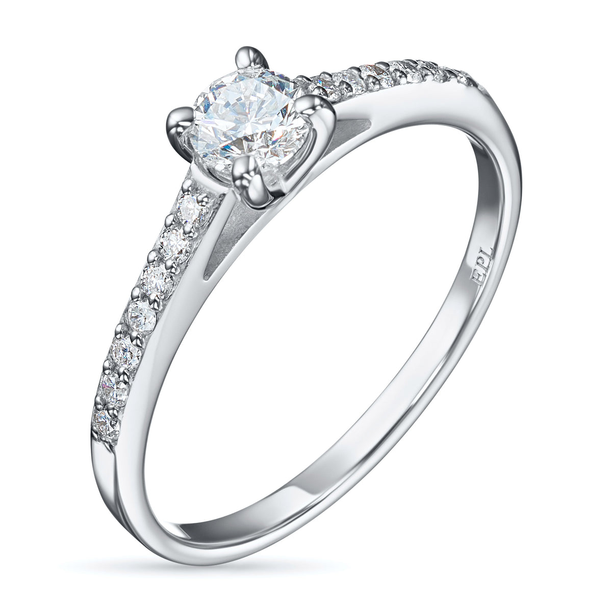 14K White Gold Ring with Natural Diamonds