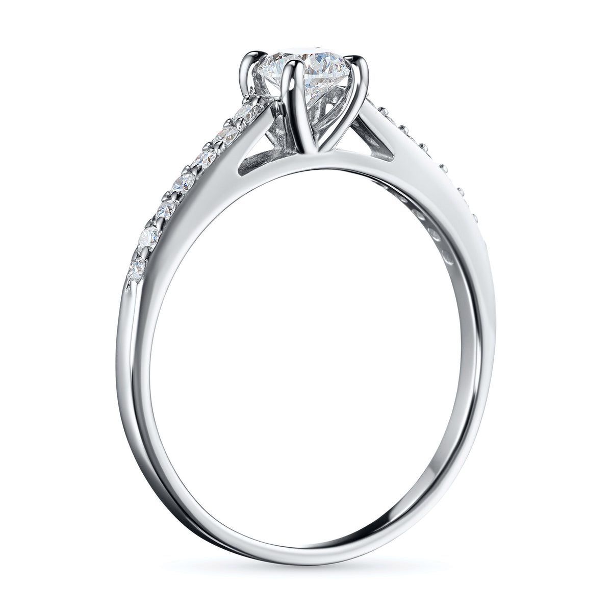 14K White Gold Ring with Natural Diamonds