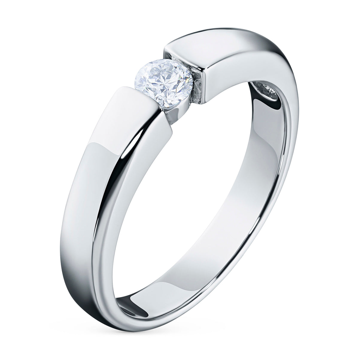 14K White Gold Ring with Natural Diamonds