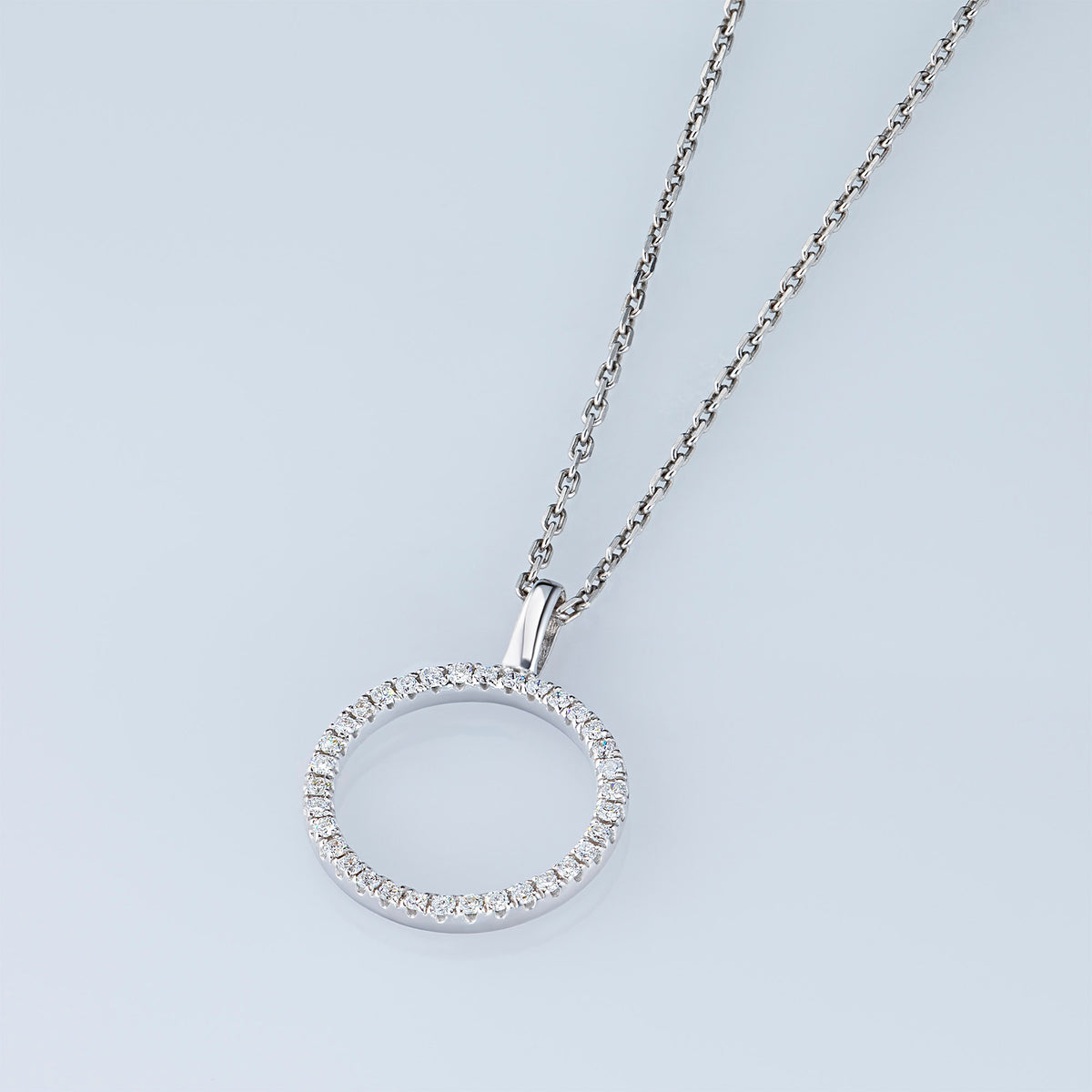 14K White Gold Pendant with Natural Diamonds