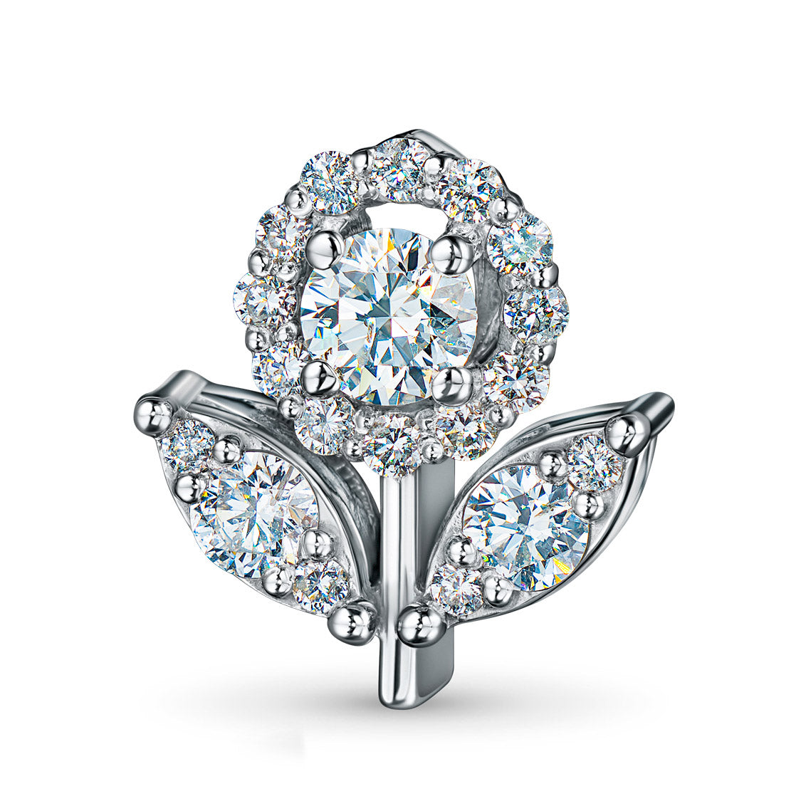 14K White Gold Pendant with Natural Diamonds