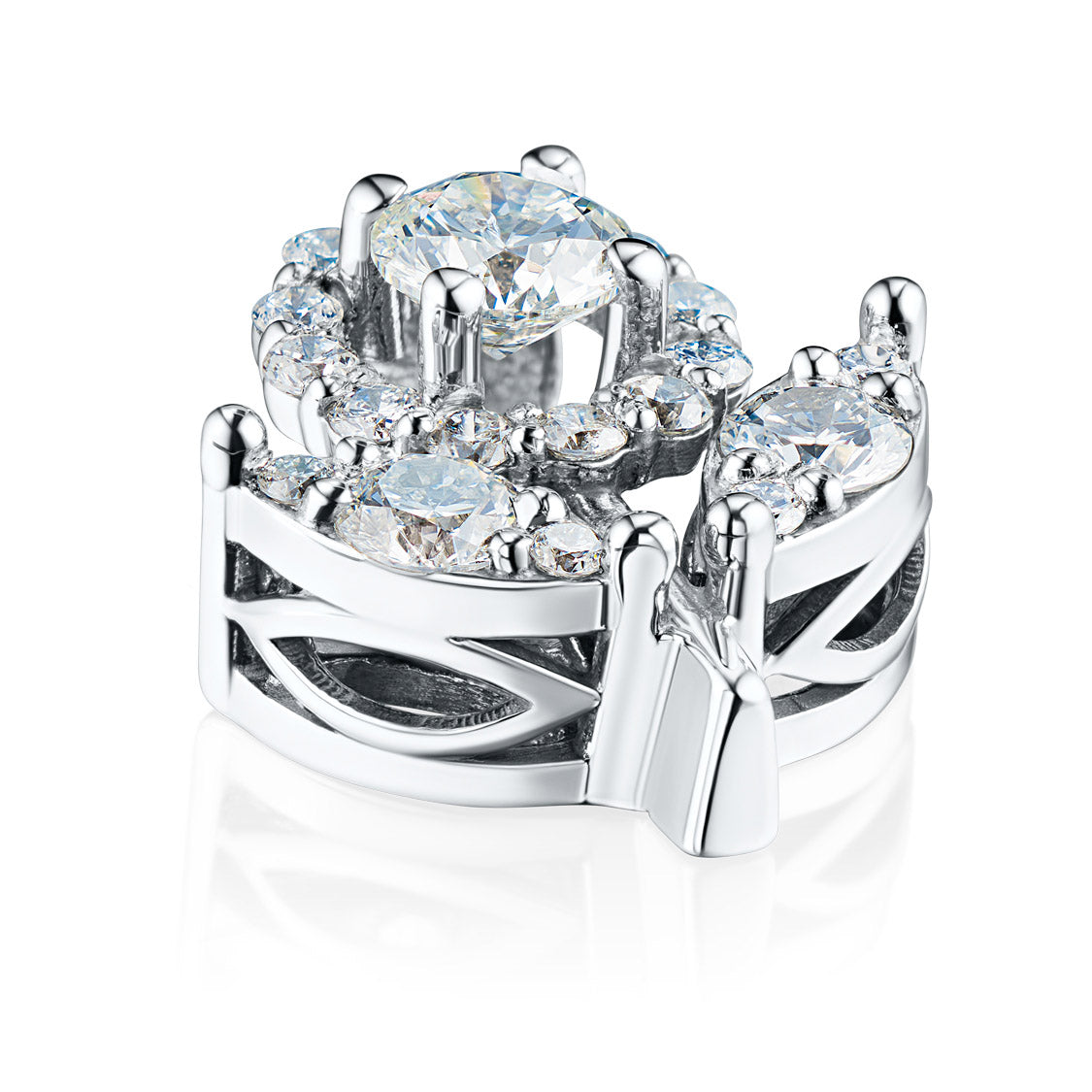 14K White Gold Pendant with Natural Diamonds