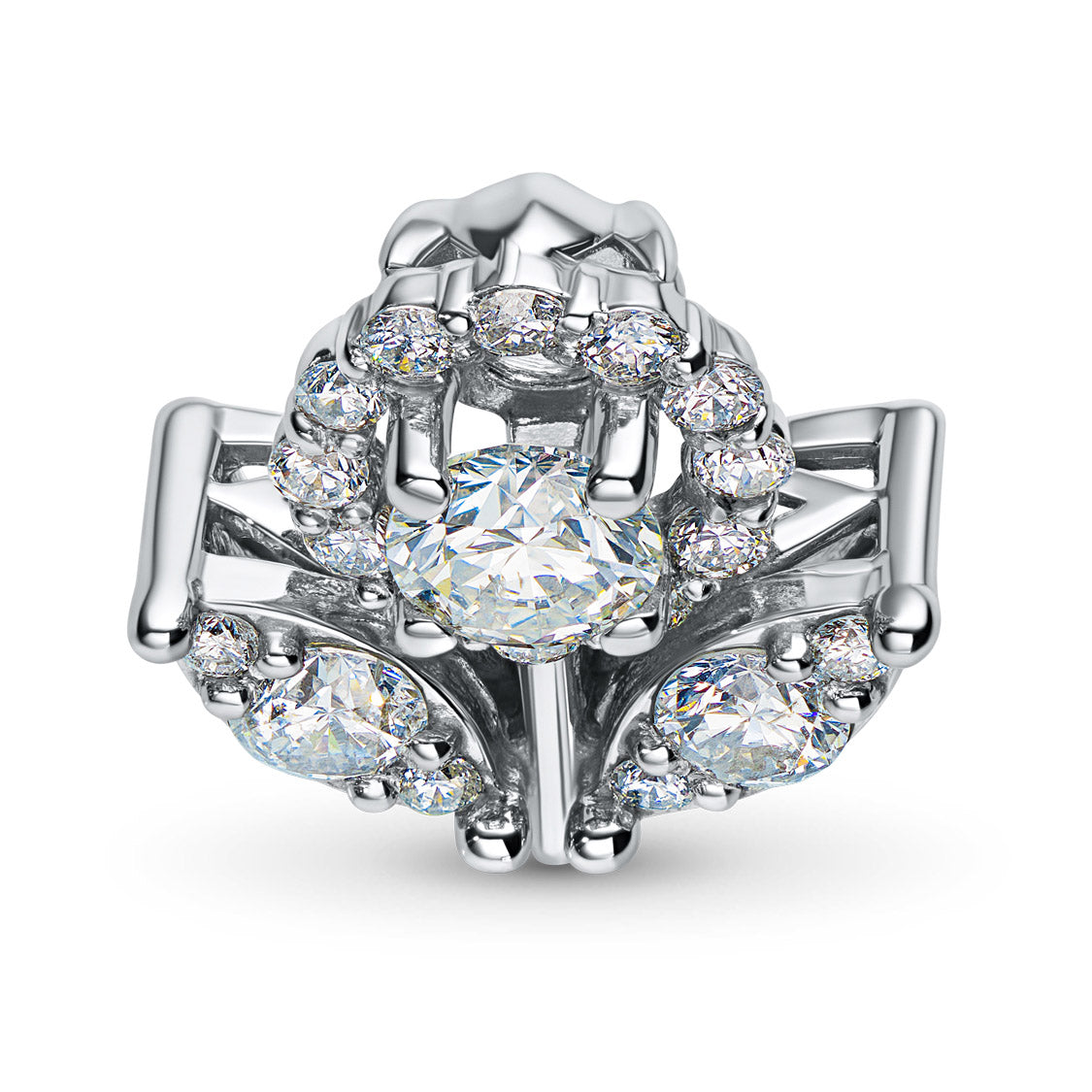 14K White Gold Pendant with Natural Diamonds
