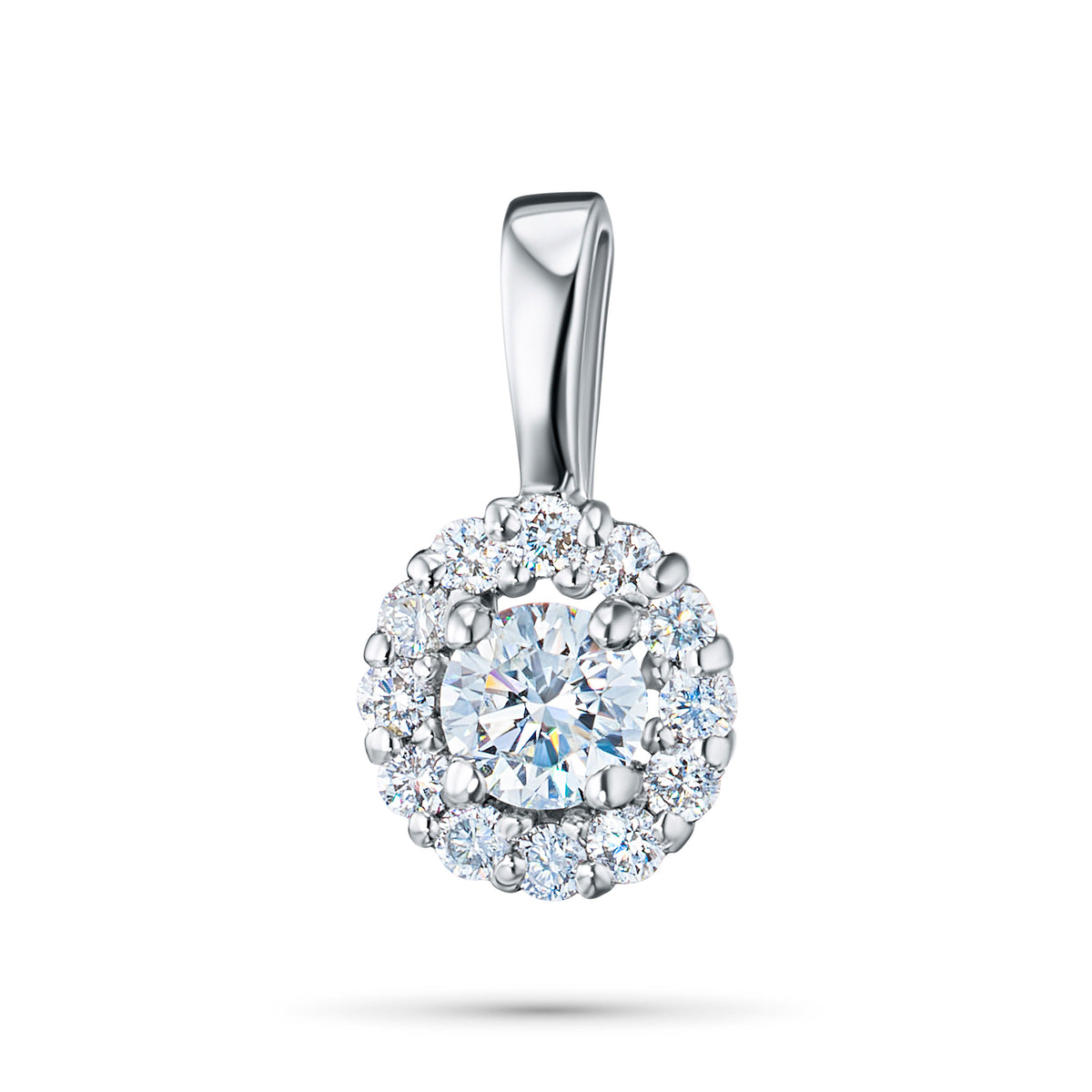 14K White Gold Pendant with Natural Diamonds