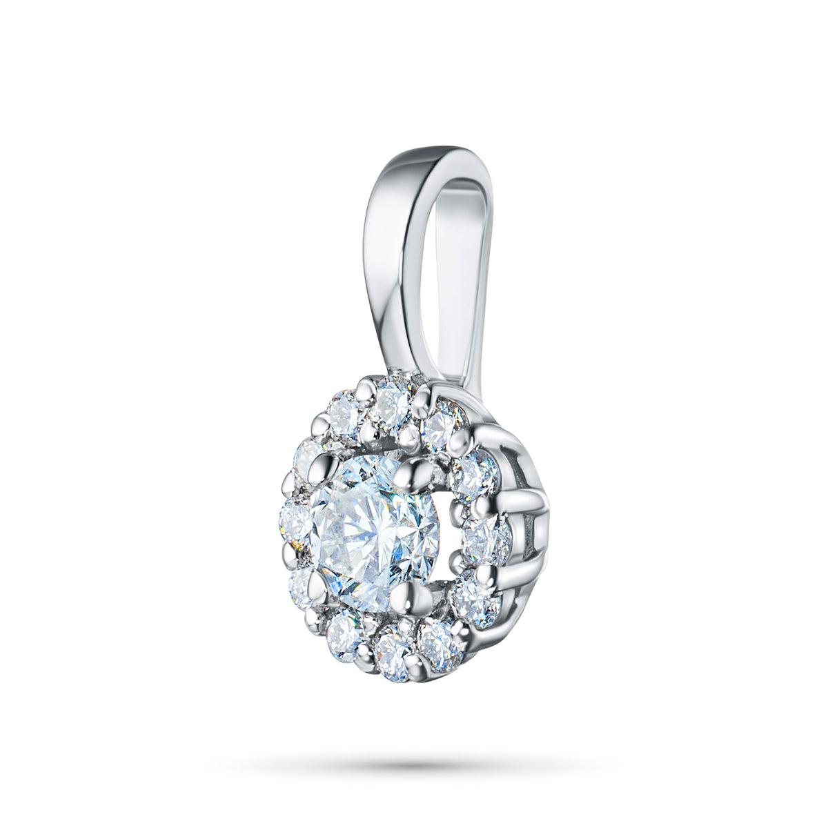 14K White Gold Pendant with Natural Diamonds
