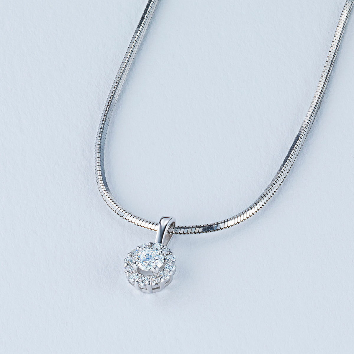 14K White Gold Pendant with Natural Diamonds