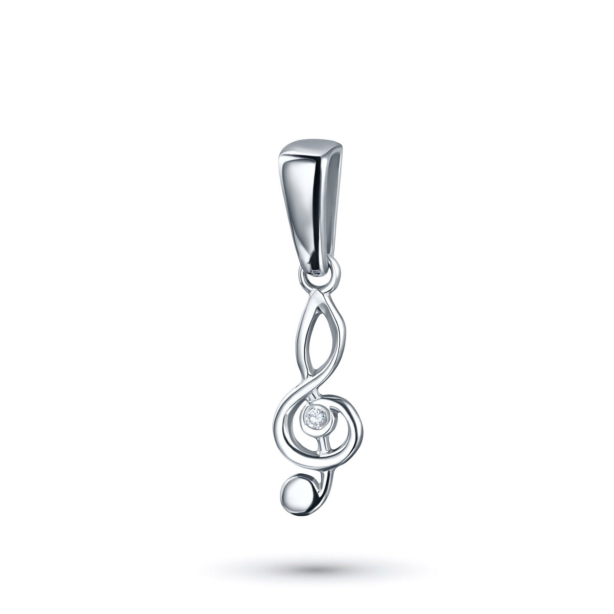 14K White Gold Pendant with Natural Diamonds