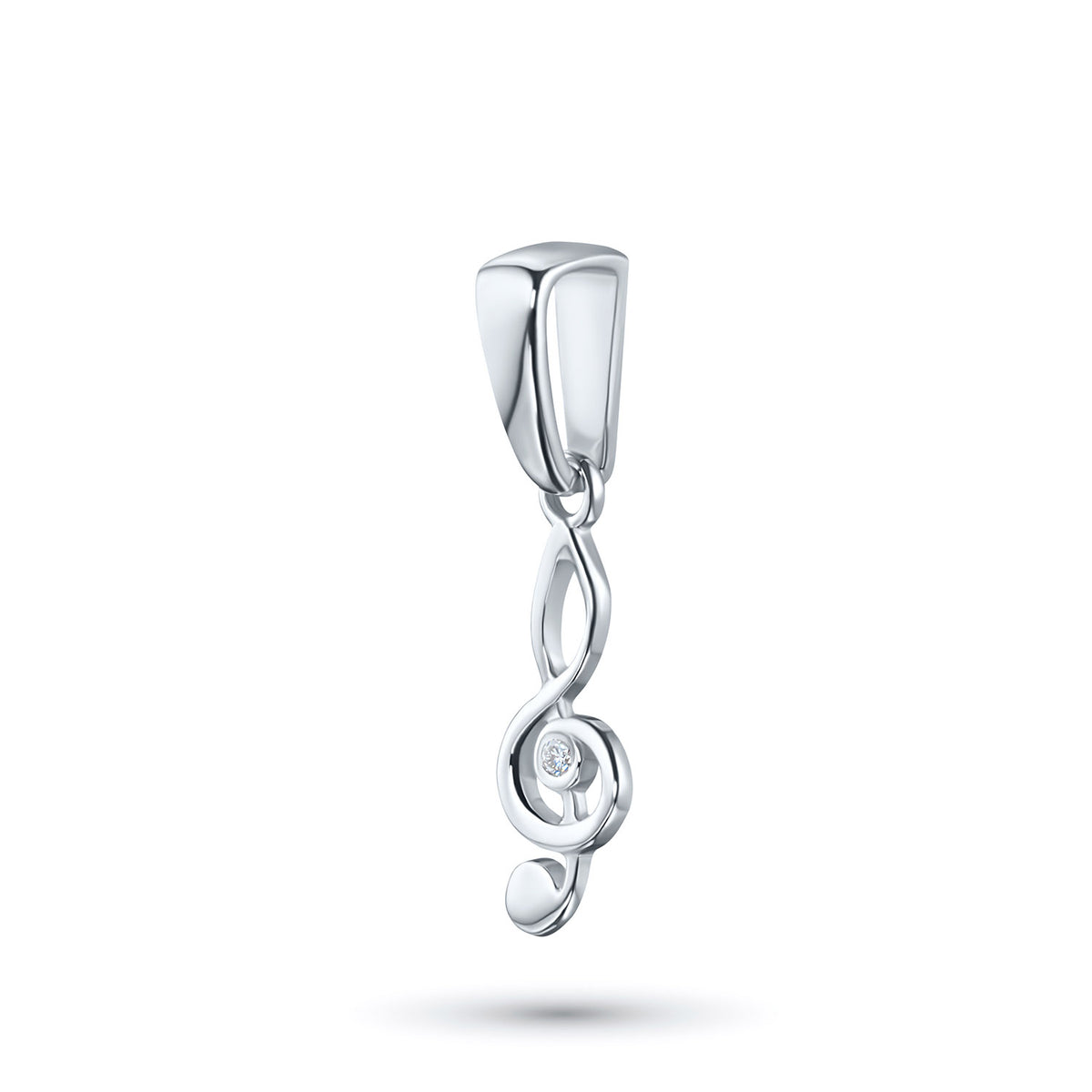 14K White Gold Pendant with Natural Diamonds