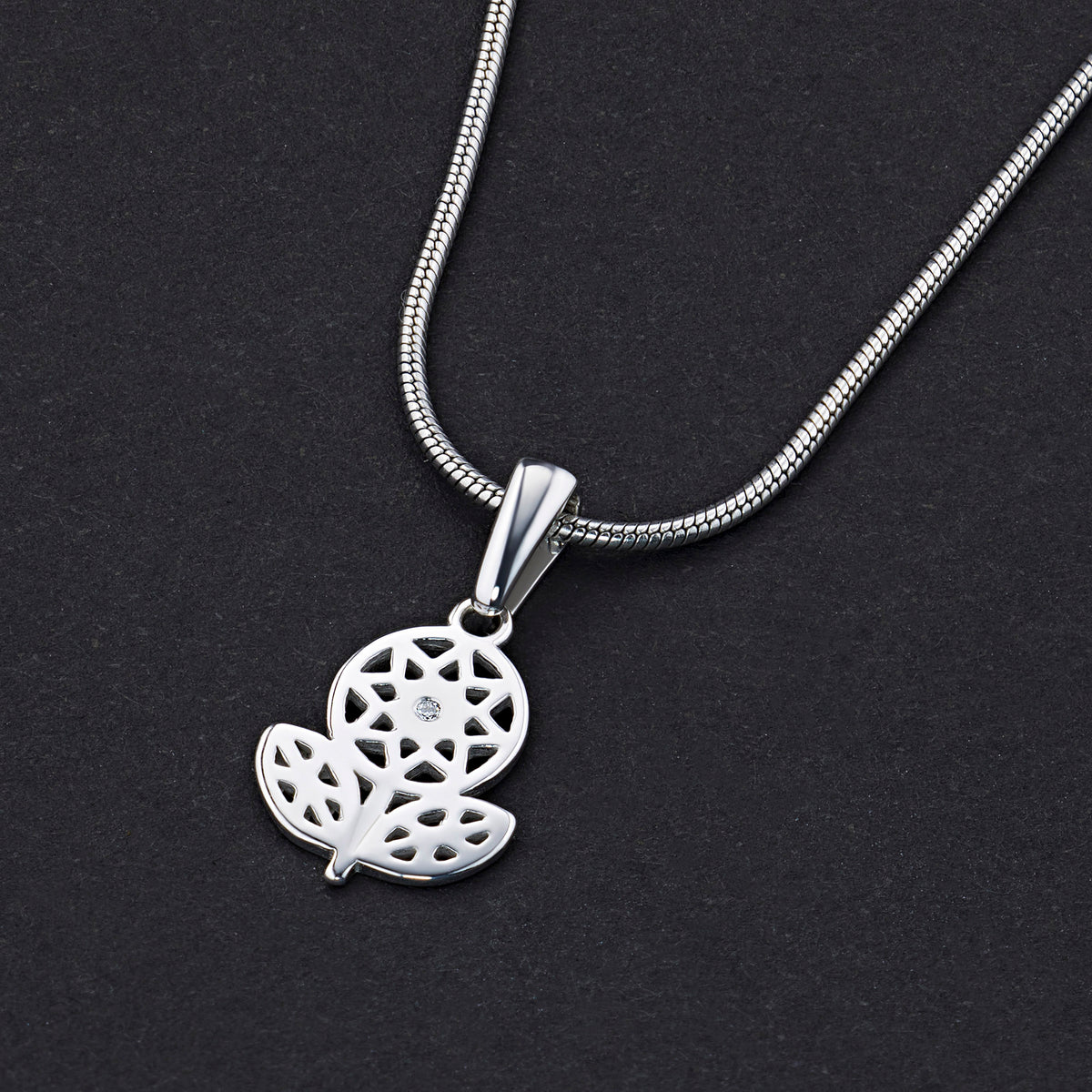 Sterling Silver Pendant with Natural Diamonds