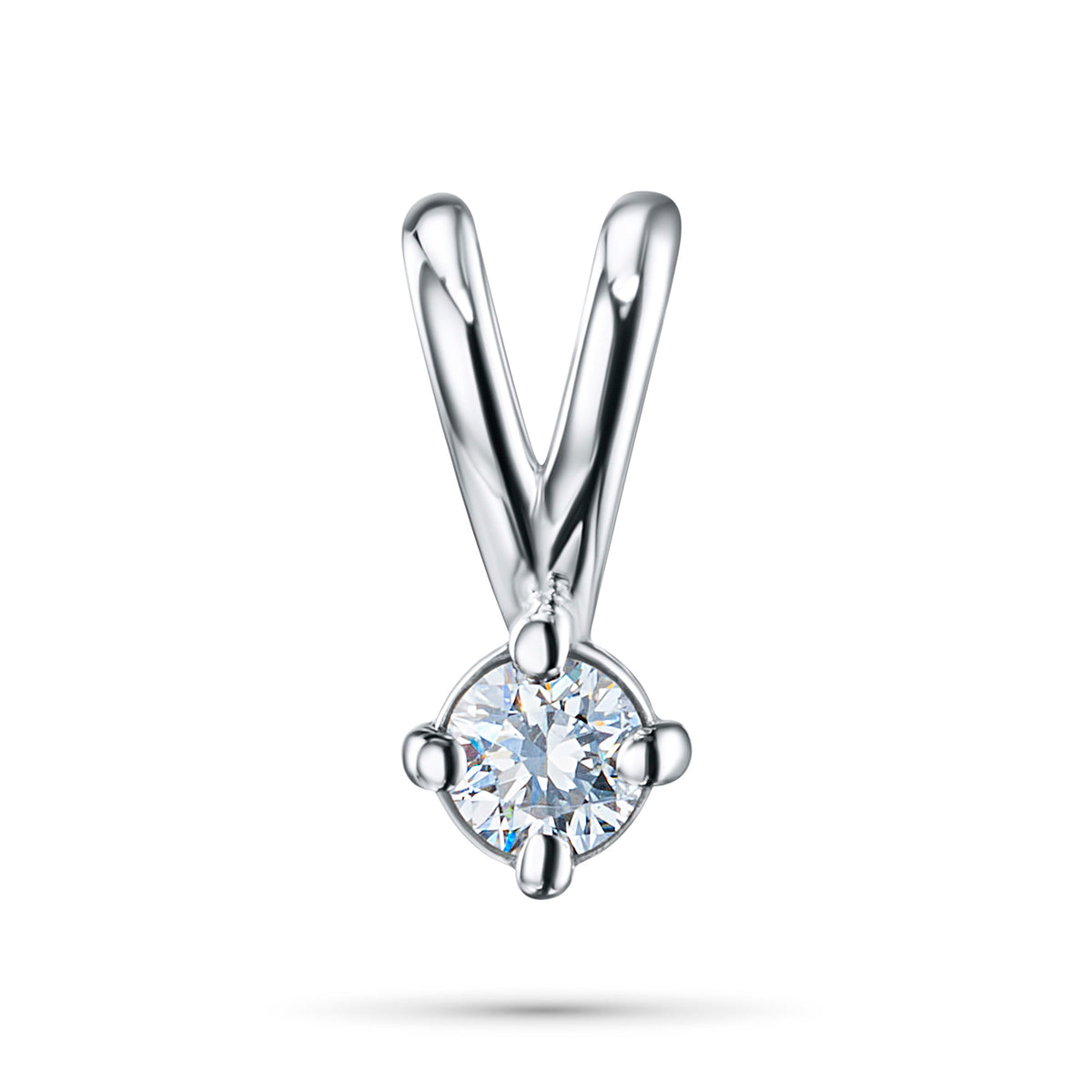 14K White Gold Pendant with Natural Diamonds
