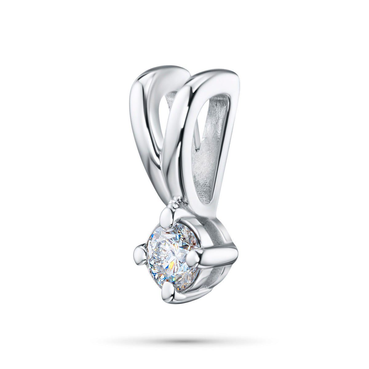 14K White Gold Pendant with Natural Diamonds