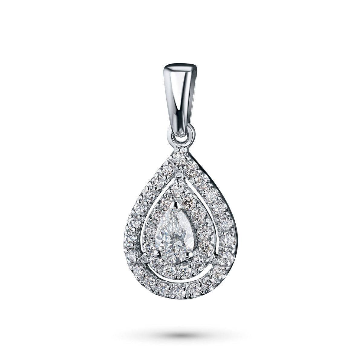14K White Gold Pendant with Natural Diamonds