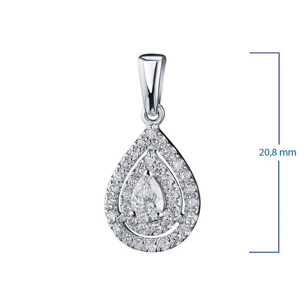 14K White Gold Pendant with Natural Diamonds